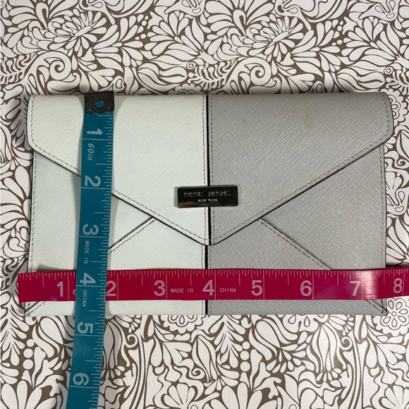 Henri Bendel New York bicolor leather envelope fold over snap clutch - Picture 10 of 10